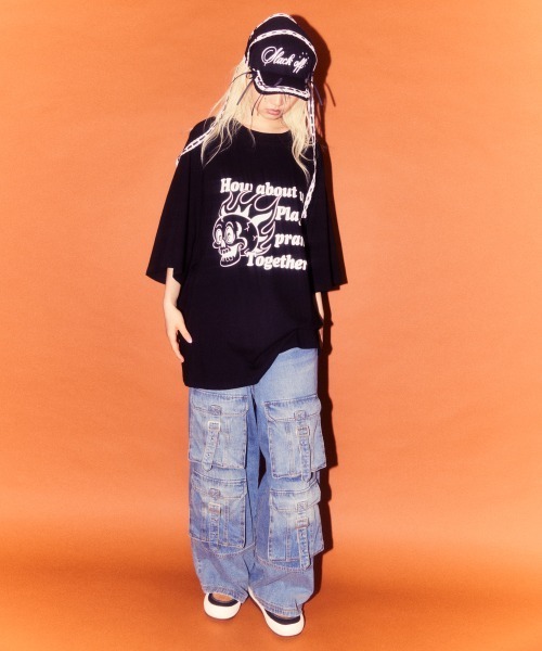 Candy Stripper（キャンディストリッパー）の「FIRE SKULL OVER SIZE RAGLAN トップス（Tシャツ/カットソー・レディース・オフホワイト/カーキ/ブラック・FREE）」の13枚目の写真