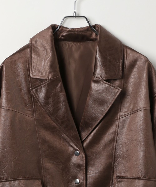 PAGEBOY（ページボーイ）の「ライトフェイクレザージャケットブルゾン（ブルゾン・レディース・ブラック/グレー系その他/ブラウン・FREE）」の10枚目の写真