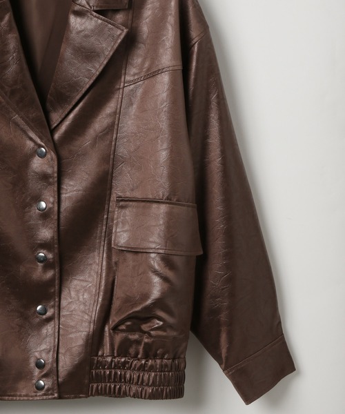 PAGEBOY（ページボーイ）の「ライトフェイクレザージャケットブルゾン（ブルゾン・レディース・ブラック/グレー系その他/ブラウン・FREE）」の11枚目の写真