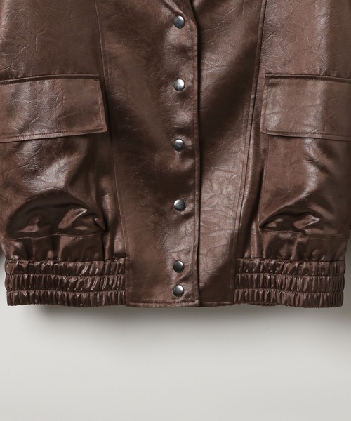 PAGEBOY（ページボーイ）の「ライトフェイクレザージャケットブルゾン（ブルゾン・レディース・ブラック/グレー系その他/ブラウン・FREE）」の12枚目の写真