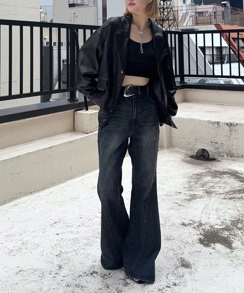 PAGEBOY（ページボーイ）の「ライトフェイクレザージャケットブルゾン（ブルゾン・レディース・ブラック/グレー系その他/ブラウン・FREE）」の6枚目の写真