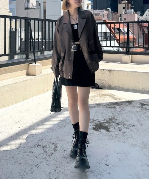 PAGEBOY（ページボーイ）の「ライトフェイクレザージャケットブルゾン（ブルゾン・レディース・ブラック/グレー系その他/ブラウン・FREE）」の8枚目の写真