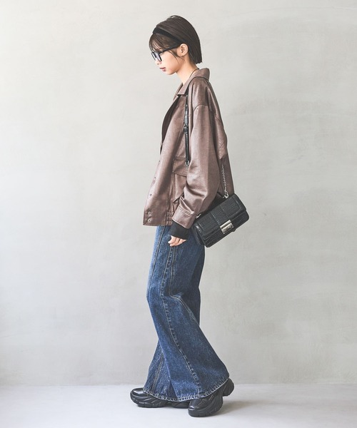 セール】ライトフェイクレザージャケットブルゾン（ブルゾン