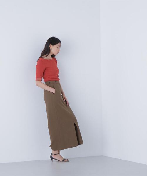 NATURAL BEAUTY BASIC(ナチュラルビューティーベーシック)の「◇シアー切替リブニット(ニット/セーター・レディース・オフホワイト/ダークオレンジ/ブラック・FREE)」の14枚目の写真