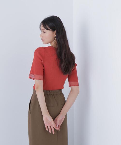 NATURAL BEAUTY BASIC(ナチュラルビューティーベーシック)の「◇シアー切替リブニット(ニット/セーター・レディース・オフホワイト/ダークオレンジ/ブラック・FREE)」の13枚目の写真