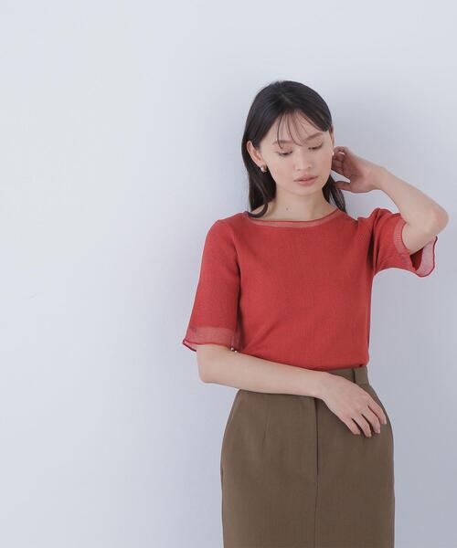 NATURAL BEAUTY BASIC(ナチュラルビューティーベーシック)の「◇シアー切替リブニット(ニット/セーター・レディース・オフホワイト/ダークオレンジ/ブラック・FREE)」の11枚目の写真