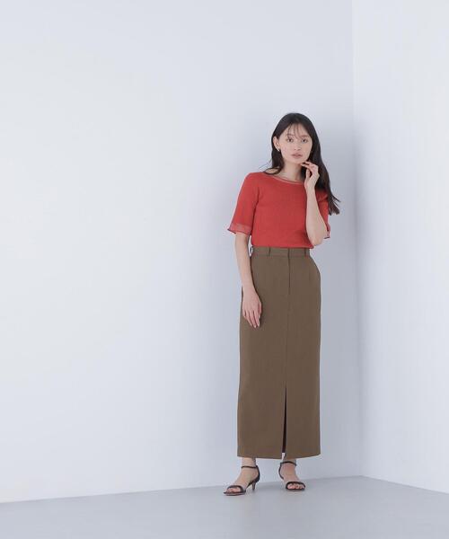 NATURAL BEAUTY BASIC(ナチュラルビューティーベーシック)の「◇シアー切替リブニット(ニット/セーター・レディース・オフホワイト/ダークオレンジ/ブラック・FREE)」の10枚目の写真