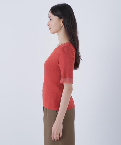 NATURAL BEAUTY BASIC(ナチュラルビューティーベーシック)の「◇シアー切替リブニット(ニット/セーター・レディース・オフホワイト/ダークオレンジ/ブラック・FREE)」の9枚目の写真