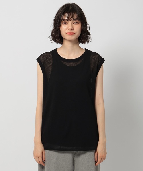 niko and...(ニコアンド)の「シアーフレンチタンクセット(タンクトップ・レディース・オフホワイト/ブラック/イエロー・FREE)」の12枚目の写真