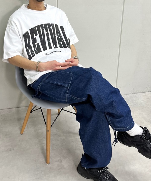 DOUBLE STEAL(ダブルスティール)の「REVIVAL 発泡PTビッグシルエットTシャツ(Tシャツ/カットソー・メンズ・ネイビー/ホワイト/ブラック・MEDIUM/LARGE)」の21枚目の写真