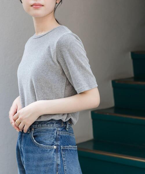 FORK&SPOON(フォークアンドスプーン)の「FORK&SPOON ベロアショートスリーブTシャツ(Tシャツ/カットソー・レディース・グリーン/チャコールグレー/グレー系その他・1)」の5枚目の写真
