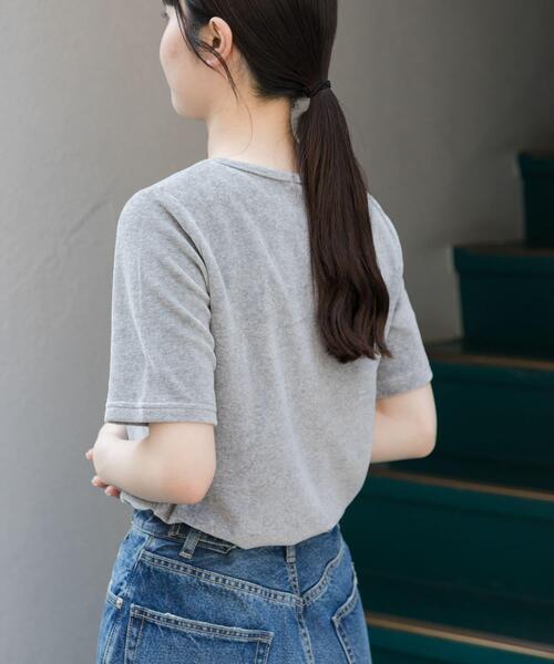 FORK&SPOON(フォークアンドスプーン)の「FORK&SPOON ベロアショートスリーブTシャツ(Tシャツ/カットソー・レディース・グリーン/チャコールグレー/グレー系その他・1)」の6枚目の写真