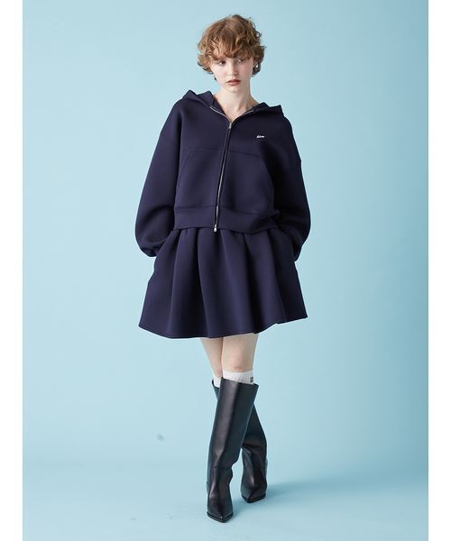 FURFUR（ファーファー）の「【WEB・一部店舗限定カラー】ポンチフレアミニスカート（スカート・レディース・ネイビー/アイボリー/サックスブルー/グレー・F）」の18枚目の写真