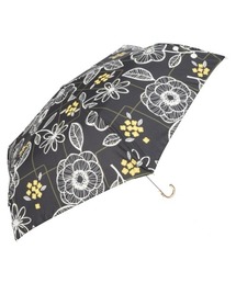 折りたたみ傘（ブラック/黒色系・花柄・ボタニカル柄
