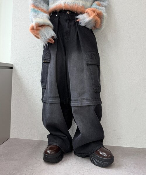 w closet(ダブルクローゼット)の「2WAYカーゴパンツ(その他パンツ・レディース・ベージュ/ブラック/カーキ/ブルー・MEDIUM/SMALL)」の2枚目の写真