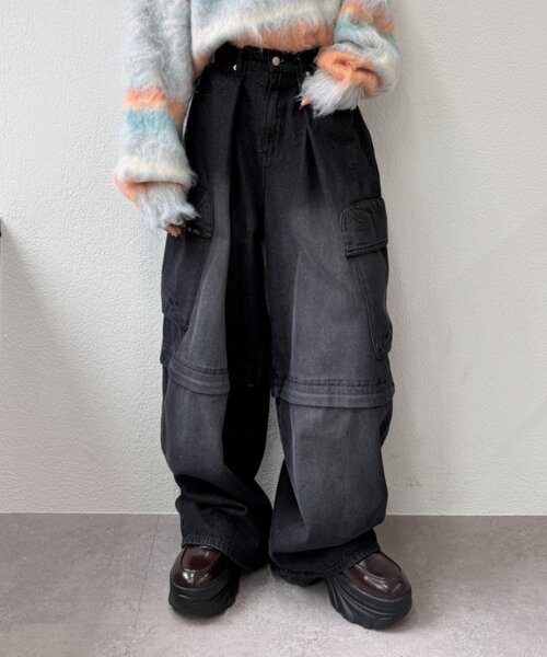 w closet(ダブルクローゼット)の「2WAYカーゴパンツ(その他パンツ・レディース・ベージュ/ブラック/カーキ/ブルー/ピンク/ブラウン・MEDIUM/SMALL)」の7枚目の写真