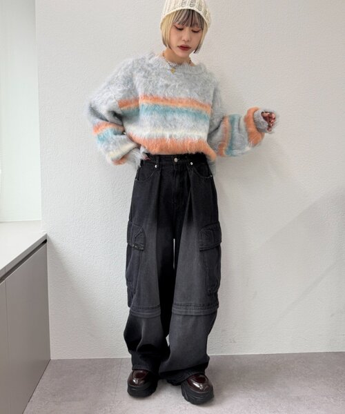 w closet(ダブルクローゼット)の「2WAYカーゴパンツ(その他パンツ・レディース・ベージュ/ブラック/カーキ/ブルー/ピンク/ブラウン・MEDIUM/SMALL)」の8枚目の写真