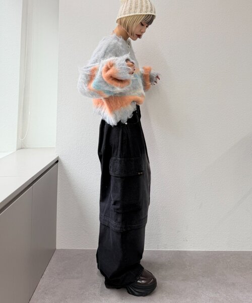 w closet(ダブルクローゼット)の「2WAYカーゴパンツ(その他パンツ・レディース・ベージュ/ブラック/カーキ/ブルー/ピンク/ブラウン・MEDIUM/SMALL)」の11枚目の写真