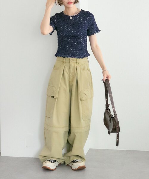 w closet(ダブルクローゼット)の「2WAYカーゴパンツ(その他パンツ・レディース・ベージュ/ブラック/カーキ/ブルー・MEDIUM/SMALL)」の13枚目の写真