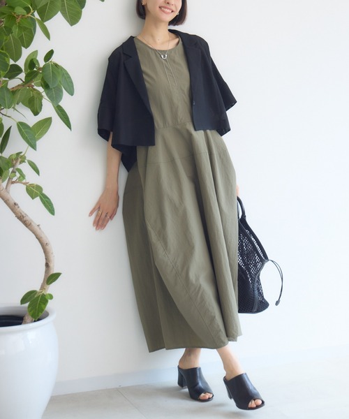 KATHARINE ROSS(キャサリンロス)の「【PILLINI/ピリーニ】ノースリコクーンワンピース(ワンピース・レディース・カーキ/ブラック・FREE)」の2枚目の写真