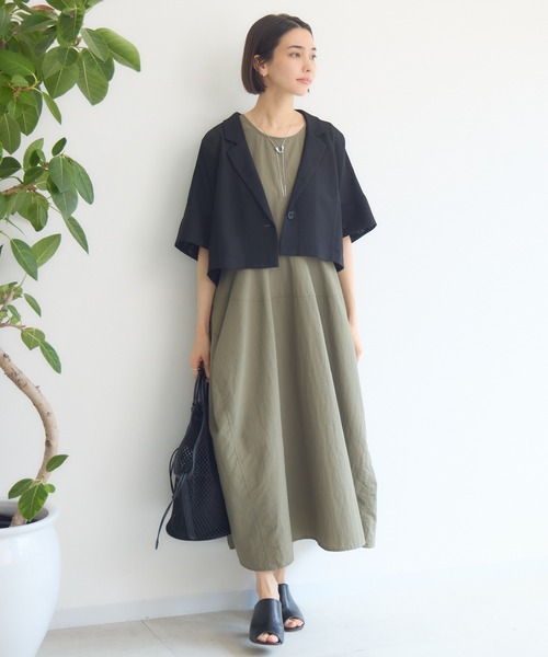 KATHARINE ROSS(キャサリンロス)の「【PILLINI/ピリーニ】ノースリコクーンワンピース(ワンピース・レディース・カーキ/ブラック・FREE)」の5枚目の写真