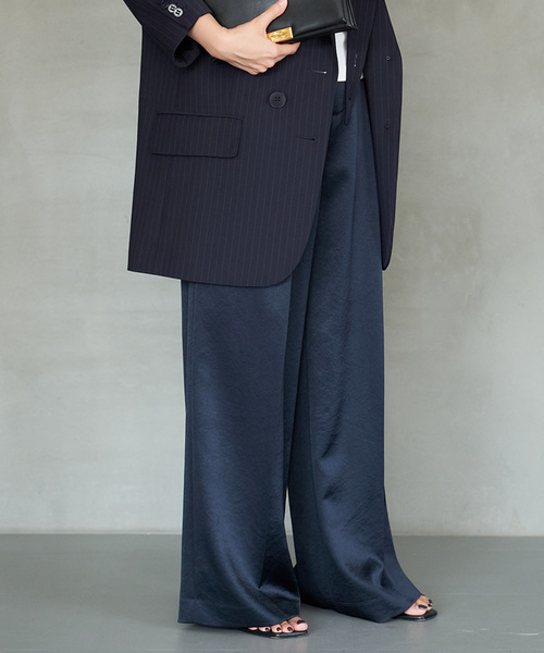 Deuxieme Classe（ドゥーズィエムクラス）の「Minimal Satin パンツ（スラックス・レディース・ネイビー/ホワイト・38/36/34）」の16枚目の写真