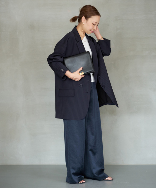 Deuxieme Classe（ドゥーズィエムクラス）の「Minimal Satin パンツ（スラックス・レディース・ネイビー/ホワイト・38/36/34）」の19枚目の写真