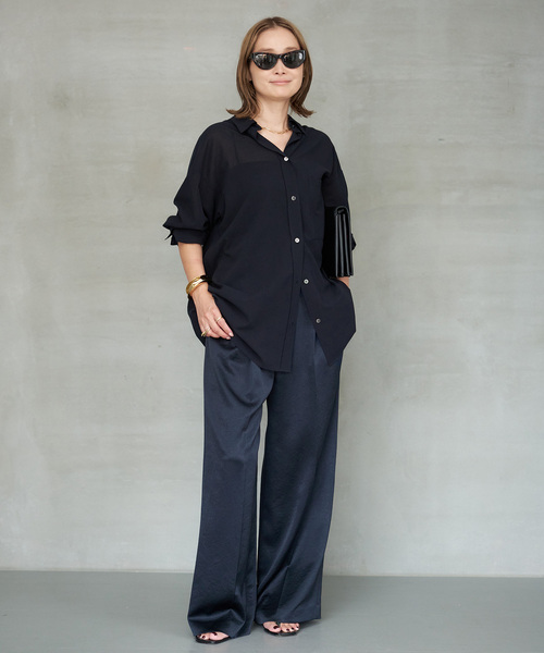 Deuxieme Classe（ドゥーズィエムクラス）の「Minimal Satin パンツ（スラックス・レディース・ネイビー/ホワイト・38/36/34）」の22枚目の写真