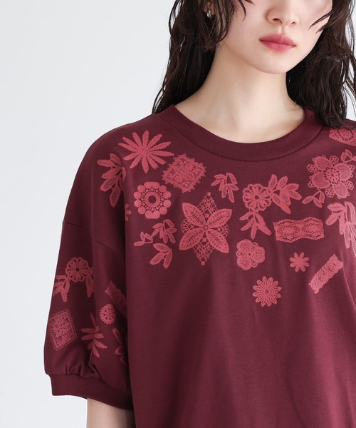 somari imagination(ソマリ イマジネーション)の「『レースプリントカットソー』(Tシャツ/カットソー・レディース・ネイビー/ボルドー・1/2)」の7枚目の写真