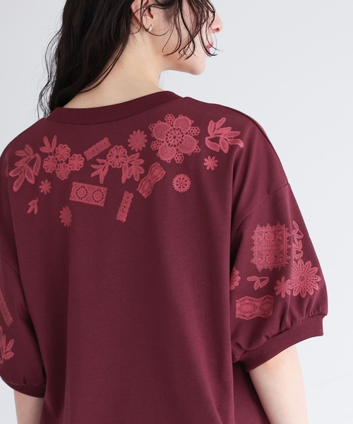 somari imagination(ソマリ イマジネーション)の「『レースプリントカットソー』(Tシャツ/カットソー・レディース・ネイビー/ボルドー・1/2)」の8枚目の写真