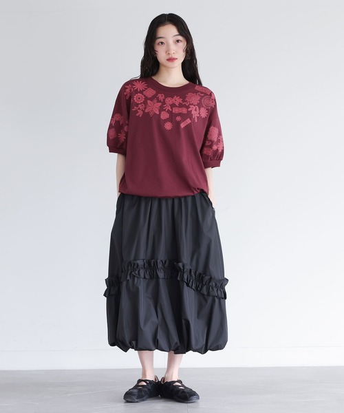 somari imagination(ソマリ イマジネーション)の「『レースプリントカットソー』(Tシャツ/カットソー・レディース・ネイビー/ボルドー・1/2)」の9枚目の写真