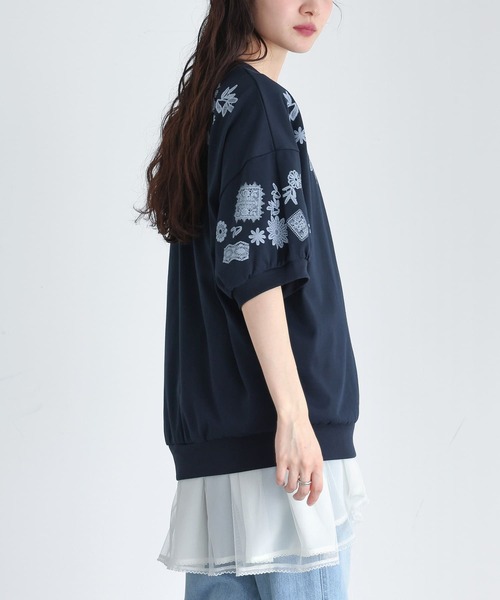 somari imagination(ソマリ イマジネーション)の「『レースプリントカットソー』(Tシャツ/カットソー・レディース・ネイビー/ボルドー・1/2)」の14枚目の写真