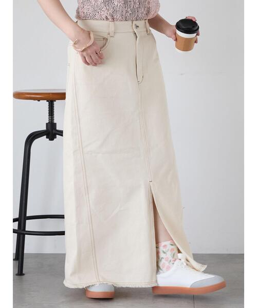 ehka sopo(エヘカソポ)の「フロントスリットデニムスカート(スカート・レディース・ネイビー/キナリ/ブルー・F)」の5枚目の写真