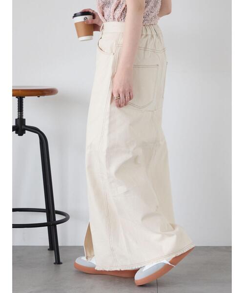 ehka sopo(エヘカソポ)の「フロントスリットデニムスカート(スカート・レディース・ネイビー/キナリ/ブルー・F)」の6枚目の写真