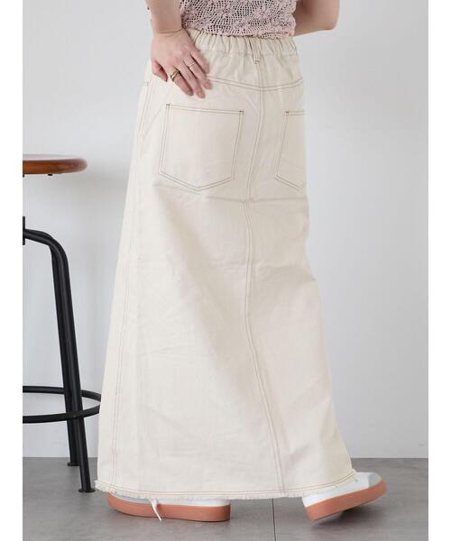 ehka sopo(エヘカソポ)の「フロントスリットデニムスカート(スカート・レディース・ネイビー/キナリ/ブルー・F)」の7枚目の写真