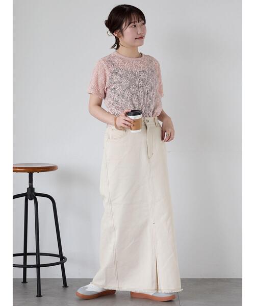 ehka sopo(エヘカソポ)の「フロントスリットデニムスカート(スカート・レディース・ネイビー/キナリ/ブルー・F)」の8枚目の写真