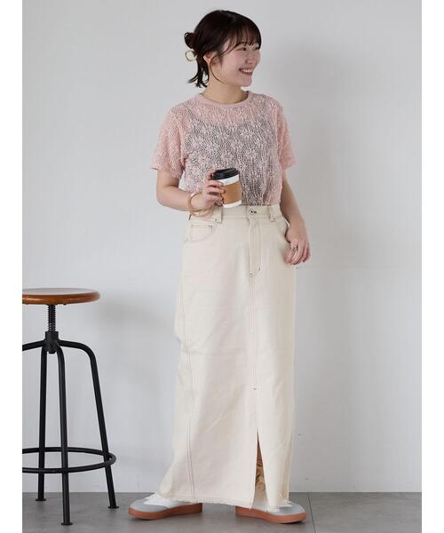 ehka sopo(エヘカソポ)の「フロントスリットデニムスカート(スカート・レディース・ネイビー/キナリ/ブルー・F)」の9枚目の写真