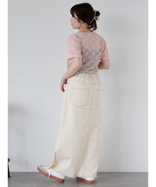 ehka sopo(エヘカソポ)の「フロントスリットデニムスカート(スカート・レディース・ネイビー/キナリ/ブルー・F)」の10枚目の写真