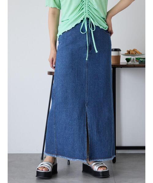 ehka sopo(エヘカソポ)の「フロントスリットデニムスカート(スカート・レディース・ネイビー/キナリ/ブルー・F)」の12枚目の写真