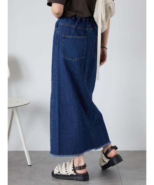 ehka sopo(エヘカソポ)の「フロントスリットデニムスカート(スカート・レディース・ネイビー/キナリ/ブルー・F)」の21枚目の写真