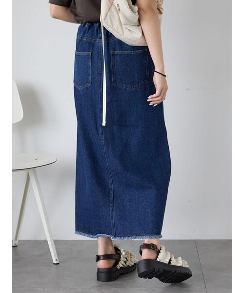 ehka sopo(エヘカソポ)の「フロントスリットデニムスカート(スカート・レディース・ネイビー/キナリ/ブルー・F)」の22枚目の写真