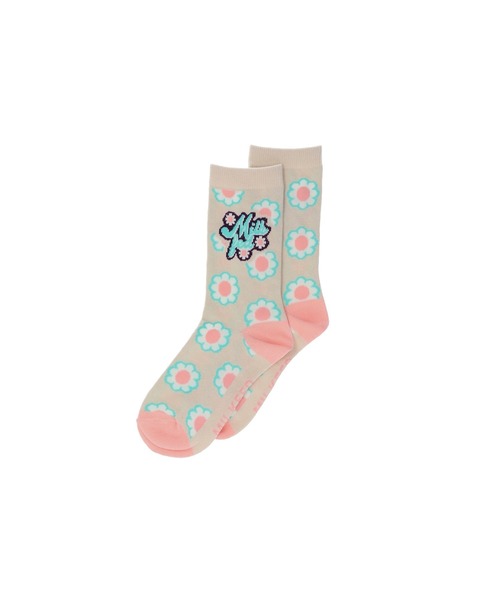 MILKFED.（ミルクフェド）の「FLOWER LOGO JACQUARD SOCKS（ソックス/靴下・レディース・ライトブルー/ブラック/オフホワイト・ONE SIZE）」の5枚目の写真