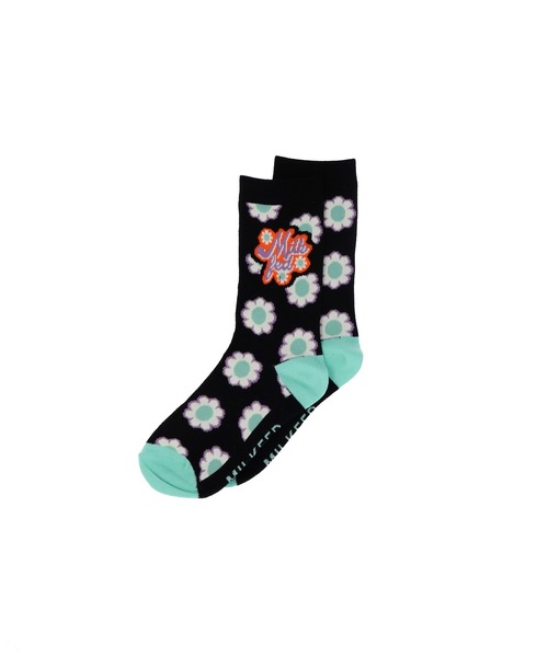 MILKFED.（ミルクフェド）の「FLOWER LOGO JACQUARD SOCKS（ソックス/靴下・レディース・ライトブルー/ブラック/オフホワイト・ONE SIZE）」の6枚目の写真