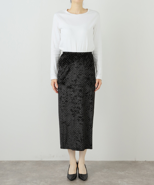 SIMONE WILD/シモーネ ワイルド】STUD VELVET LOW-WAIST LONG S