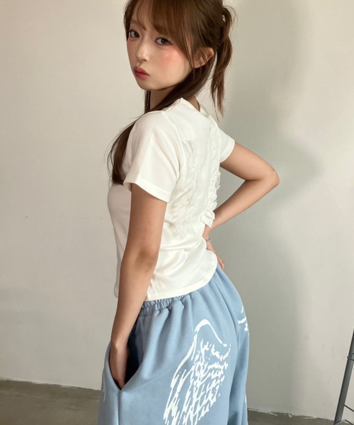 A'GEM/9 × .kom 『.KOM/ドットケーオーエム』 背中レース 羽半袖T