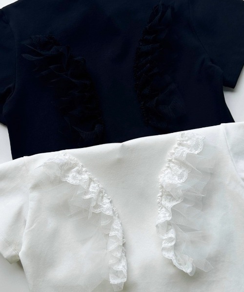 tシャツ A'GEM/9 × .kom 「.KOM/ドットケーオーエム」 背中レース 羽半袖Tシャツ レディース A'GEM/9 × .kom『GRAF&WU/グラフアンドウー』ゴーストキャラT
