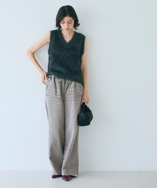 coca（coca）（コカ）の「デニムイージーパンツ（デニムパンツ・レディース・グレー・M/S/L）」の5枚目の写真