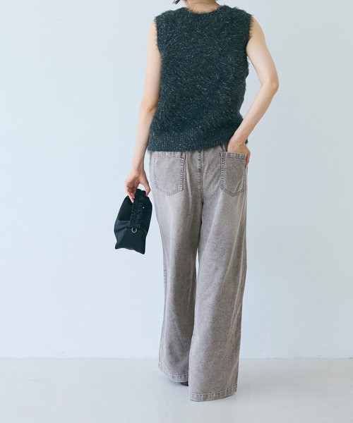 coca（coca）（コカ）の「デニムイージーパンツ（デニムパンツ・レディース・グレー・M/S/L）」の3枚目の写真