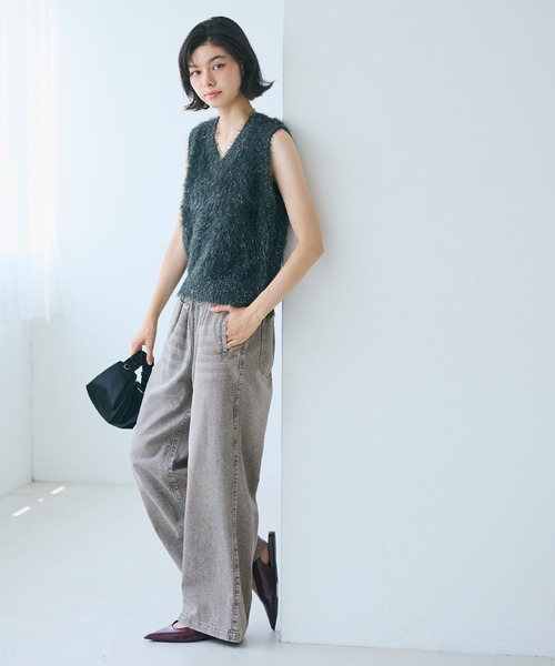 coca（coca）（コカ）の「デニムイージーパンツ（デニムパンツ・レディース・グレー・M/S/L）」の7枚目の写真