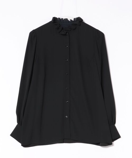 DESIGNWORKS(デザインワークス)の「サテンネックフリルブラウス(シャツ/ブラウス・レディース・ブラック/オフホワイト・38)」の8枚目の写真
